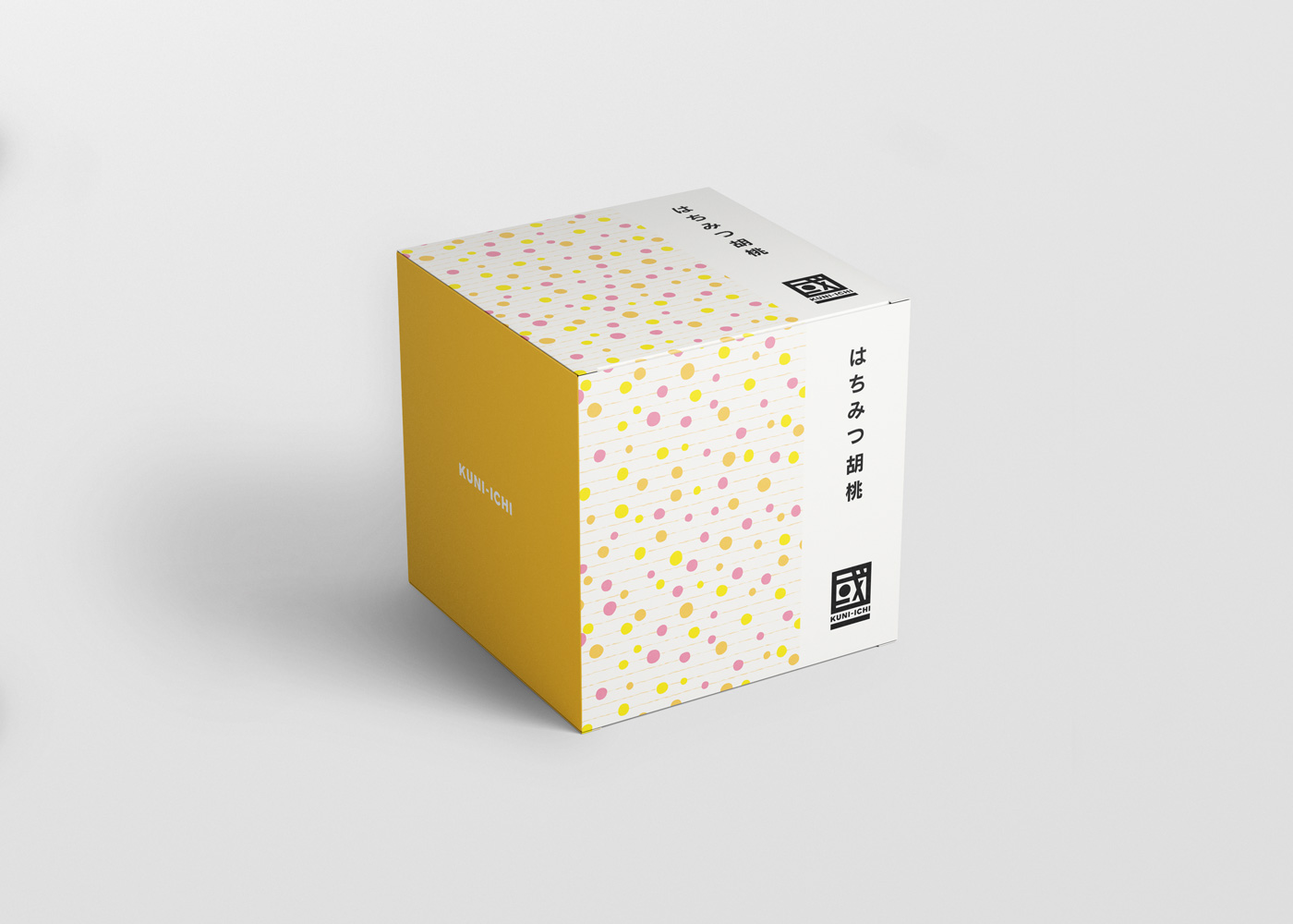 黄色とピンク色のパッケージデザイン